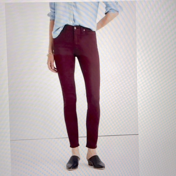 Madewell High Riser Skinny Brushed Cotton Maroon Burgundy Pants Women’s 26 - Picture 8 of 8